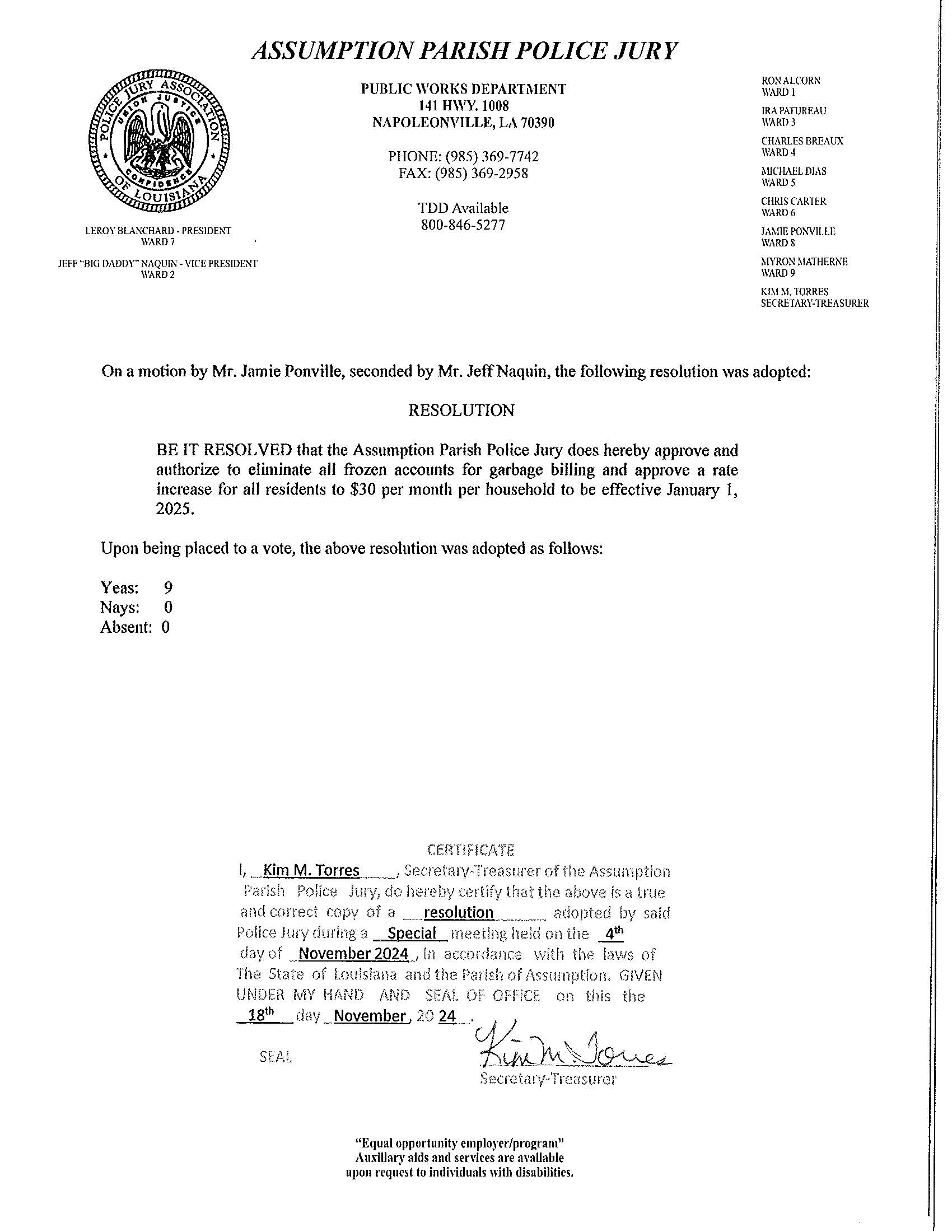 Garbage Increase Notice